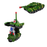 Battery Operated Transformer Combat Tank Robot Toy with Light Music and Bump Function, Die-cast Model Car, Chase Value, Chase Value