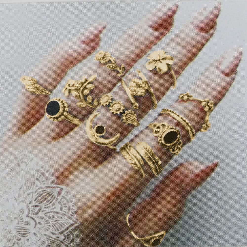 Women's 13 Pcs Ring Card, Women Finger Rings, Chase Value, Chase Value