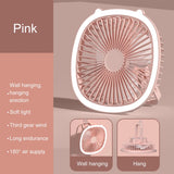 Mini Desk Portable Fan with Lighting 3 Speeds Small Air Circulator Fan - Pink, Rechargeable Fan, Chase Value, Chase Value