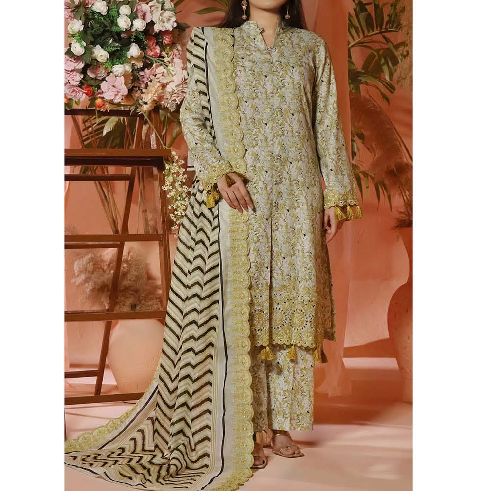 Aiza & Momina Digital Printed Chikankari Embroidered Unstitched 3Pcs Suit - 36, Women, 3Pcs Shalwar Suit, VS Textile, Chase Value