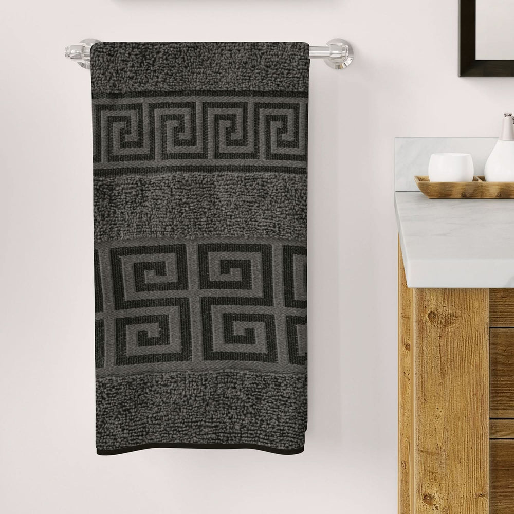 Bath Towel Greek Border - Silver Grey, Bath Towels, Chase Value, Chase Value