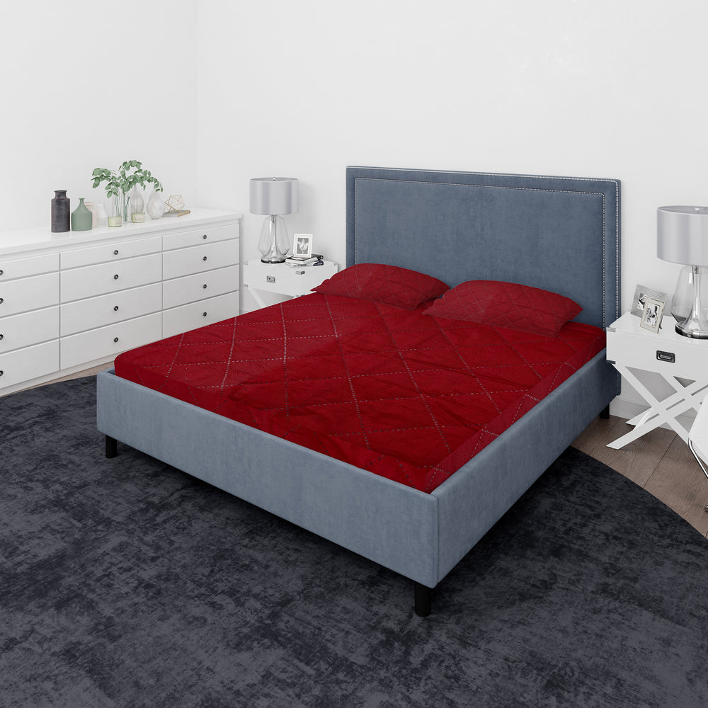 King Quilted Cotton Waterproof Mattress Protector 72X78" - Maroon, Mattress Protector, Chase Value, Chase Value
