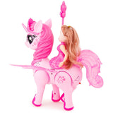 Musical Toys for Kids Princess with Walking Unicorn Light and Sound - Pink, Dolls & House, Chase Value, Chase Value