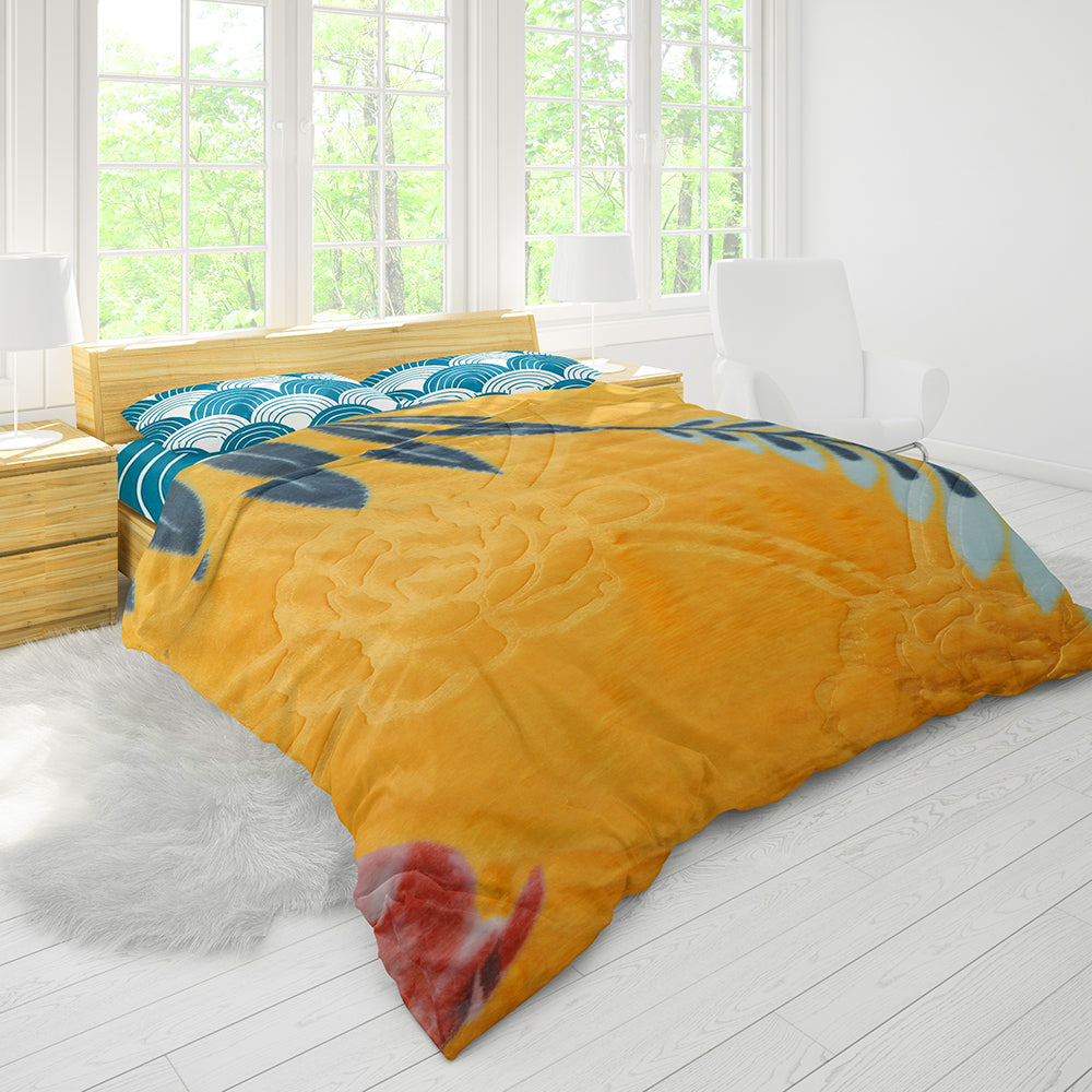Wonder Embossed Flannel Blanket Double Bed - Yellow, Blanket, Chase Value, Chase Value