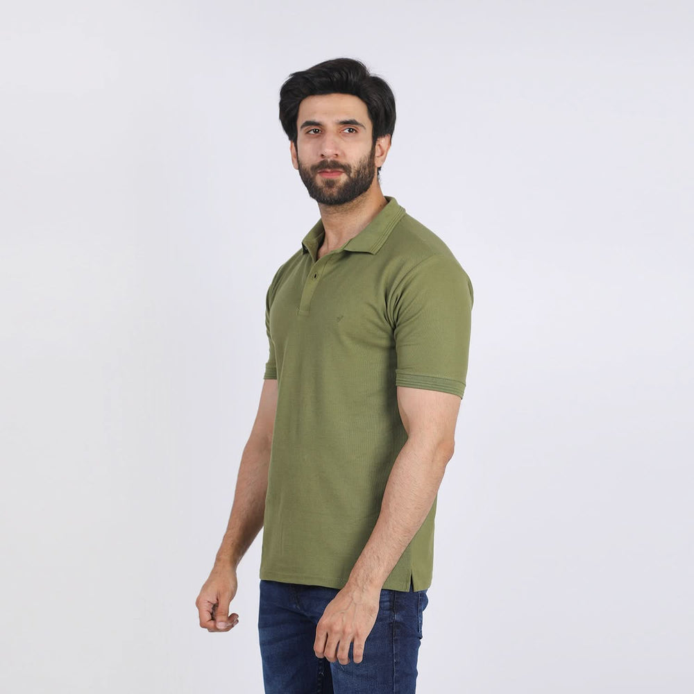Men's Half Sleeves Polo T-Shirt - Olive, Men's T-Shirts & Polos, Chase Value, Chase Value