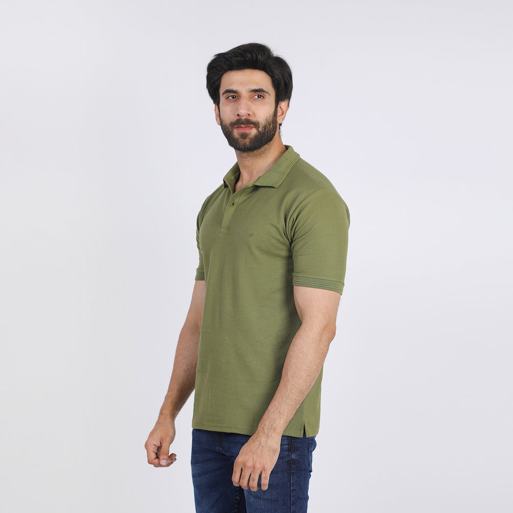 Men's Half Sleeves Polo T-Shirt - Olive, Men's T-Shirts & Polos, Chase Value, Chase Value