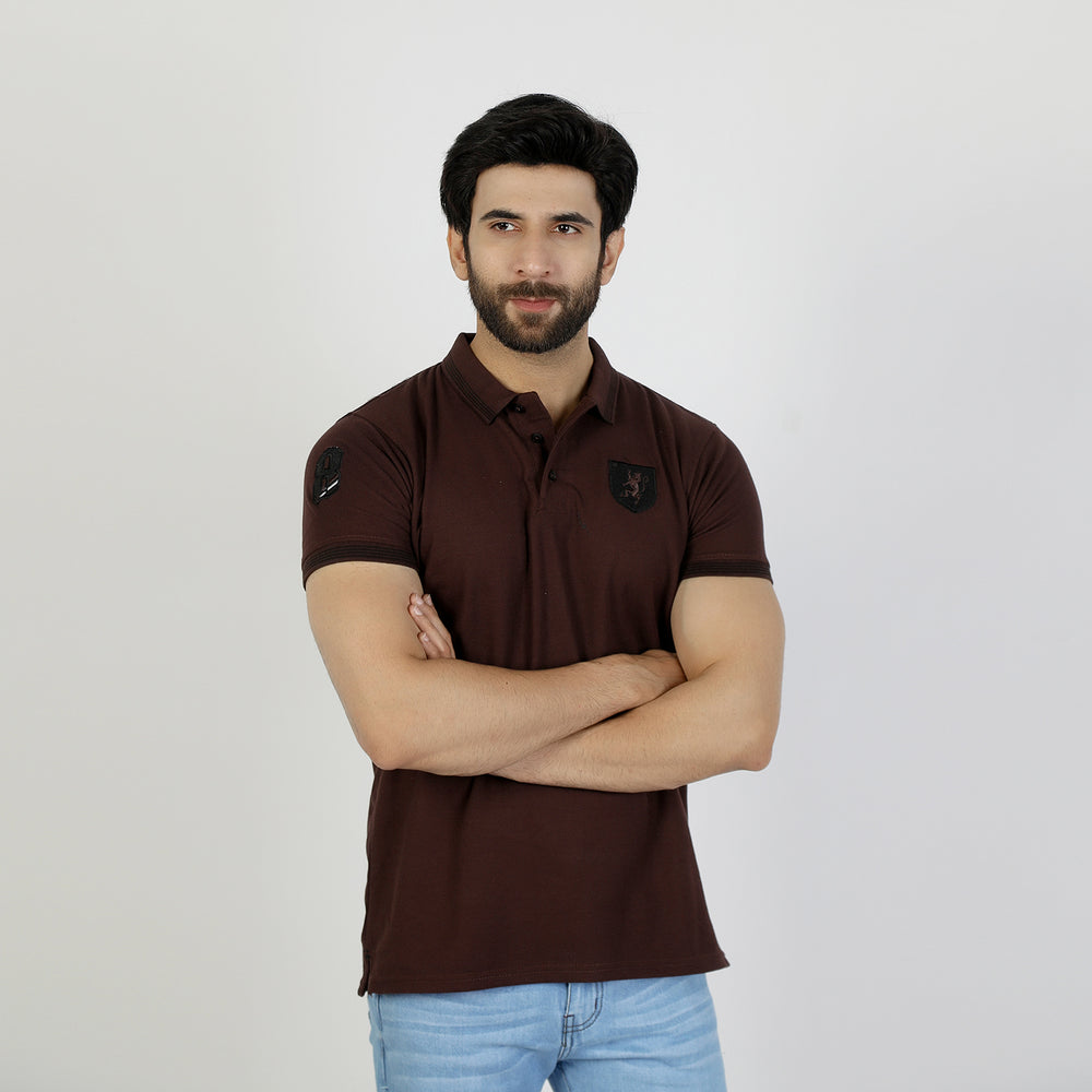 Men's Half Sleeves T-Shirt - Dark Brown, Men's T-Shirts & Polos, Chase Value, Chase Value