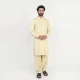 Men's Slim Fit Kurta Shalwar Suit - Cream, Men's Shalwar Kameez, Chase Value, Chase Value