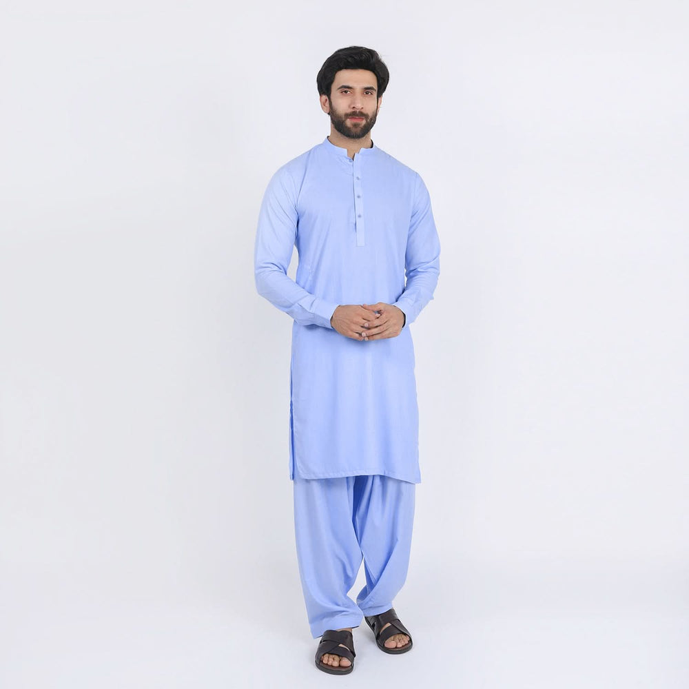 Men's Slim Fit Kurta Shalwar Suit - Blue, Men's Shalwar Kameez, Chase Value, Chase Value