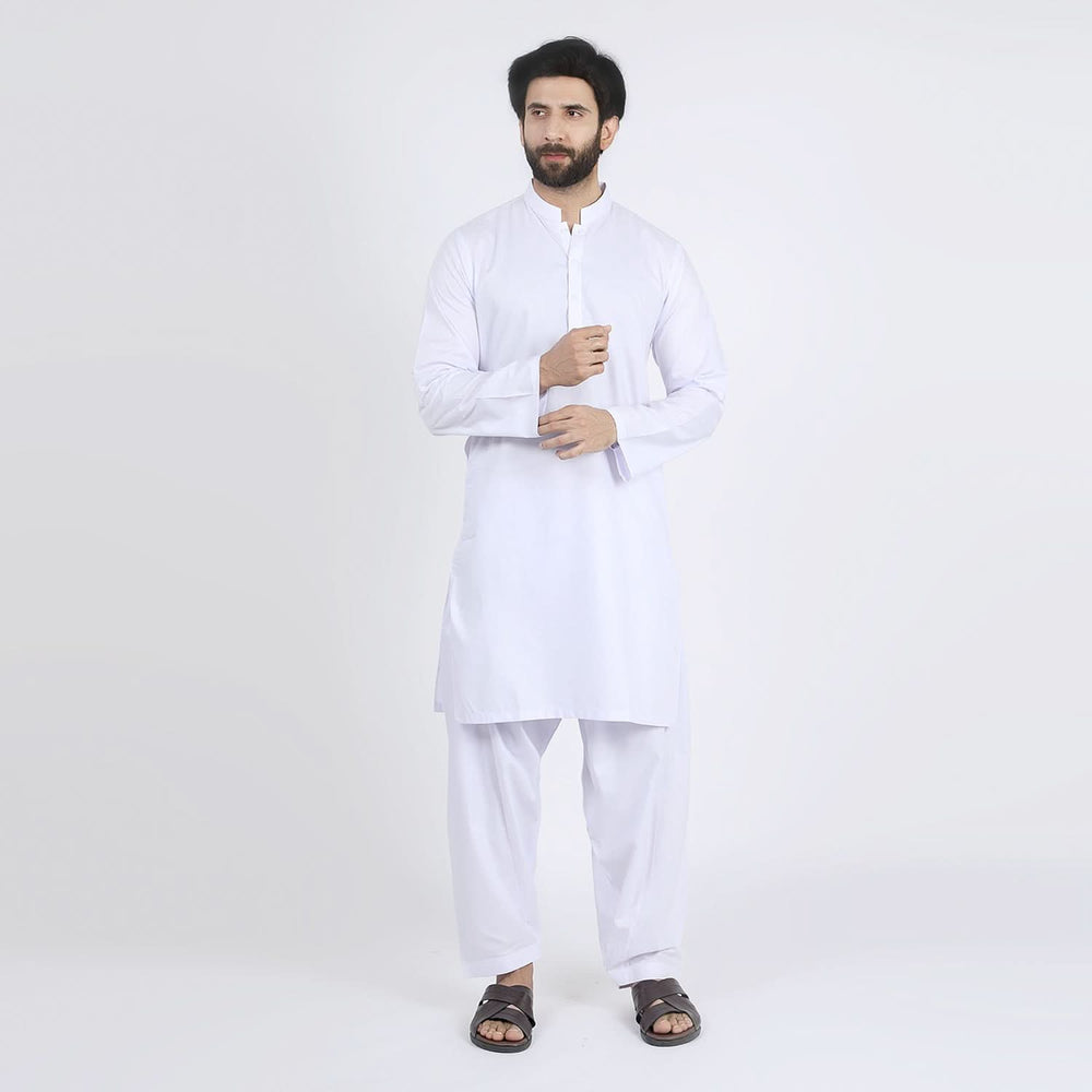 Men's Slim Fit Kurta Shalwar Suit - White, Men's Shalwar Kameez, Chase Value, Chase Value