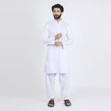 Men's Slim Fit Kurta Shalwar Suit - White, Men's Shalwar Kameez, Chase Value, Chase Value