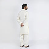 Men's Slim Fit Kurta Shalwar Suit - Cream, Men's Shalwar Kameez, Chase Value, Chase Value