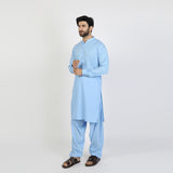Men's Slim Fit Embroidered Shalwar Suit - Blue, Men's Shalwar Kameez, Chase Value, Chase Value