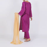 Women's Embroidered Cotton 3Pcs Suit - Purple, Women Shalwar Suits, Chase Value, Chase Value