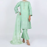 Women's Jacquard 3Pcs Suit - Light Green, Women Shalwar Suits, Chase Value, Chase Value