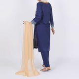 Women's Embroidered 3 Pcs Suit - Blue, Women Shalwar Suits, Chase Value, Chase Value