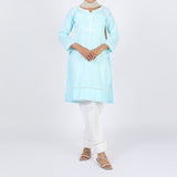 Women's Embroidered Kurti - Sky Blue, Women Ready Kurtis, Chase Value, Chase Value