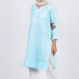 Women's Embroidered Kurti - Sky Blue, Women Ready Kurtis, Chase Value, Chase Value
