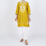 Women's Embroidered Kurti - Mustard, Women Ready Kurtis, Chase Value, Chase Value