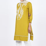 Women's Embroidered Kurti - Mustard, Women Ready Kurtis, Chase Value, Chase Value