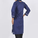 Women's Embroidered Kurti - Navy Blue, Women Ready Kurtis, Chase Value, Chase Value