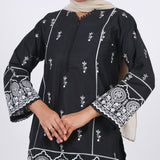 Women’s Stitched 2-Piece Cotton Suit – Black & White, Women Shalwar Suits, Eminent, Chase Value
