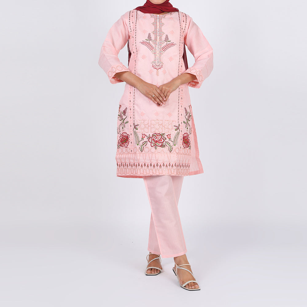 Women's Jacquard 2 Pcs Suit - Pink, Women Shalwar Suits, Chase Value, Chase Value