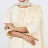 Women's Jacquard 3 Pcs Suit - Cream, Women Shalwar Suits, Chase Value, Chase Value