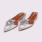 Women's backless Sandal - Silver, Women Backless Pumps, Chase Value, Chase Value