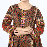 Women's Digital Printed Khaddar Stitched Frock - Multi Color, Women Ready Kurtis, Chase Value, Chase Value