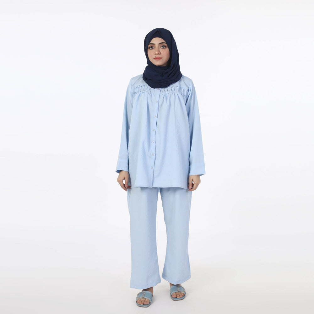 Women's Western Co-Ord Set Front Open - Sky Blue, Women Co-Ord Set, Chase Value, Chase Value