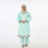 Women's 2pcs Stitched Embroidered Shalwar Suit - Cyan, Women Shalwar Suits, Chase Value, Chase Value