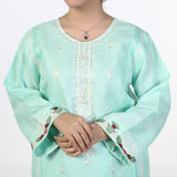 Women's 2pcs Stitched Embroidered Shalwar Suit - Cyan, Women Shalwar Suits, Chase Value, Chase Value