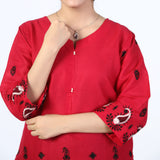 Women's Embroidered Stitched Kurti - Pink, Women Ready Kurtis, Chase Value, Chase Value