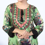 Women's Digital Printed Stitched Kurti - Green, Women Ready Kurtis, Chase Value, Chase Value
