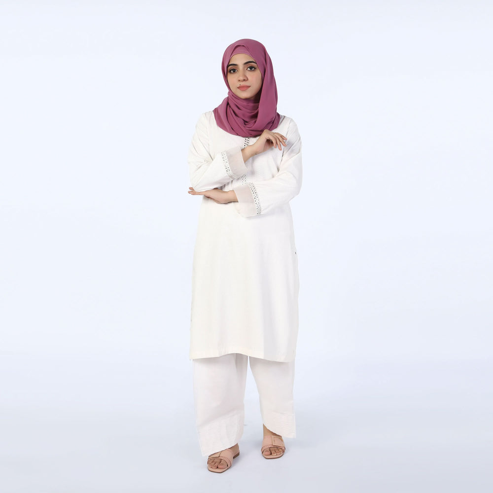 Women's Fancy Kurti - White, Women Ready Kurtis, Chase Value, Chase Value