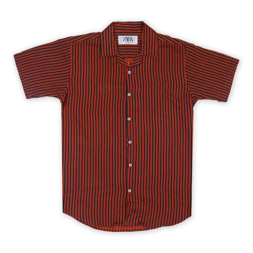 ZARA Men's Linen Half Sleeves Shirt - Orange, Men's Shirts, Chase Value, Chase Value