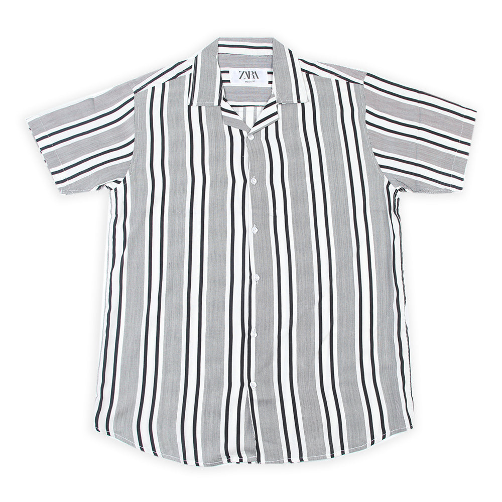 ZARA Men's Linen Half Sleeves Shirt - Grey, Men's Shirts, Chase Value, Chase Value