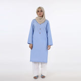 Women's Plain Stitched Kurti - Light Blue, Women Ready Kurtis, Chase Value, Chase Value