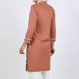 Women's Embroidered Kurti - Coffee, Women Ready Kurtis, Chase Value, Chase Value
