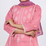 Women's Embroidered Kurti - Peach, Women Ready Kurtis, Chase Value, Chase Value