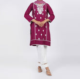 Women's Embroidered Kurti - Plum, Women Ready Kurtis, Chase Value, Chase Value