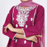 Women's Embroidered Kurti - Plum, Women Ready Kurtis, Chase Value, Chase Value