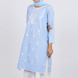 Women's Embroidered Kurti - Sky Blue, Women Ready Kurtis, Chase Value, Chase Value