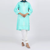 Women's Embroidered Kurti - Aqua, Women Ready Kurtis, Chase Value, Chase Value