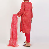 Women’s Stitched 3-Piece Cotton Suit – Pink, Women Shalwar Suits, Chase Value, Chase Value