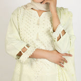 Women's Slub 3Pcs Fancy Suit - Light Pista, Women Shalwar Suits, Chase Value, Chase Value