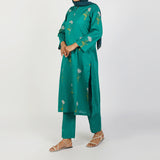 Women's Embroidered Eastern Co-ord Set Suit - Teal, Women Co-Ord Set, Chase Value, Chase Value
