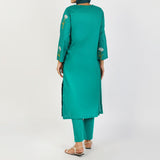 Women's Embroidered Eastern Co-ord Set Suit - Teal, Women Co-Ord Set, Chase Value, Chase Value