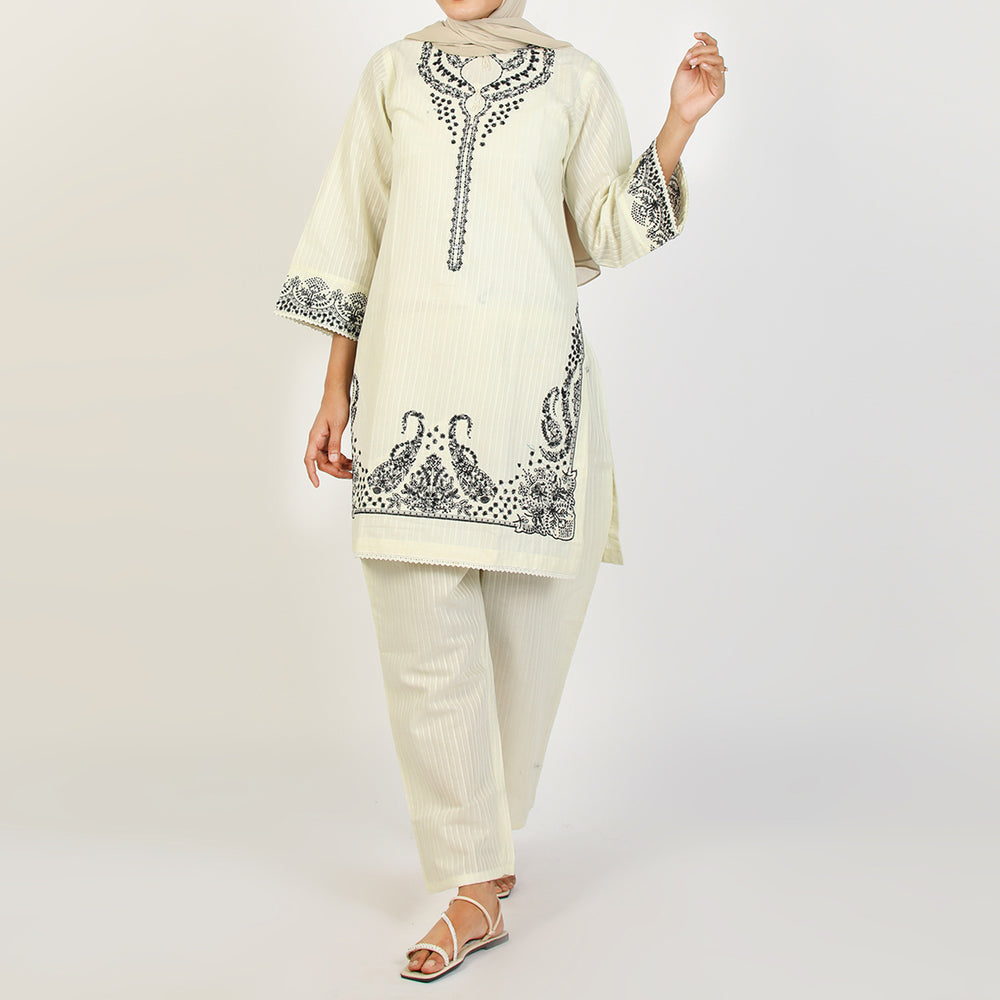 Women's Fancy 2Pcs Suit - White, Women Shalwar Suits, Chase Value, Chase Value